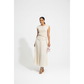 Vintage Sleeveless Crew Neck Pleated Maxi Dress