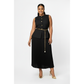 Vintage Sleeveless Crew Neck Pleated Maxi Dress