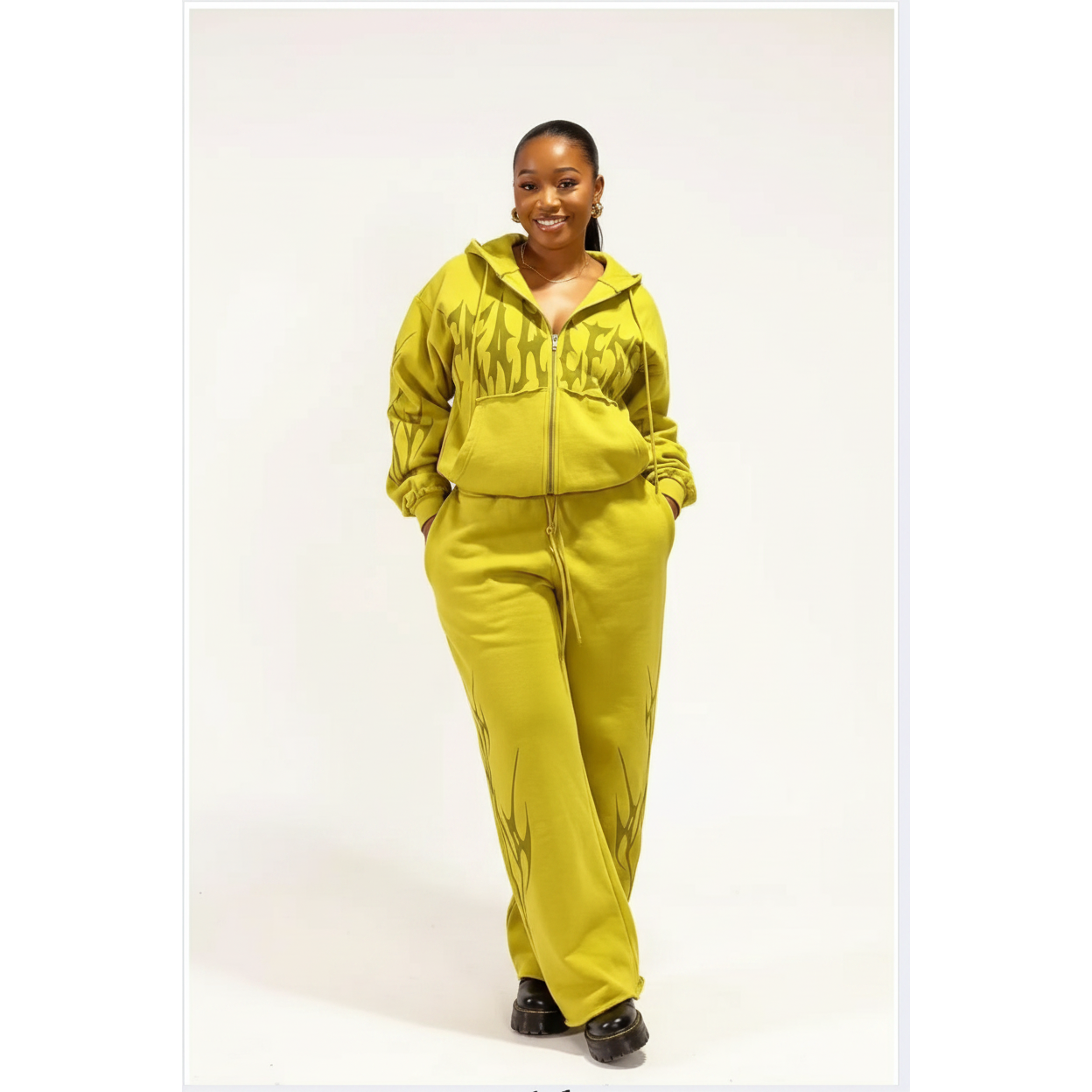 Plus Size Fearless Heat Fleece Tracksuit Set