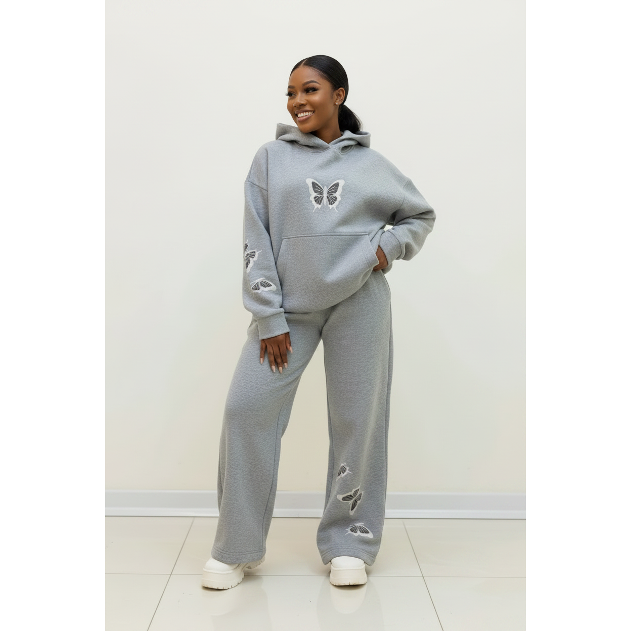 Women's Casual Butterfly Print Tracksuit Set