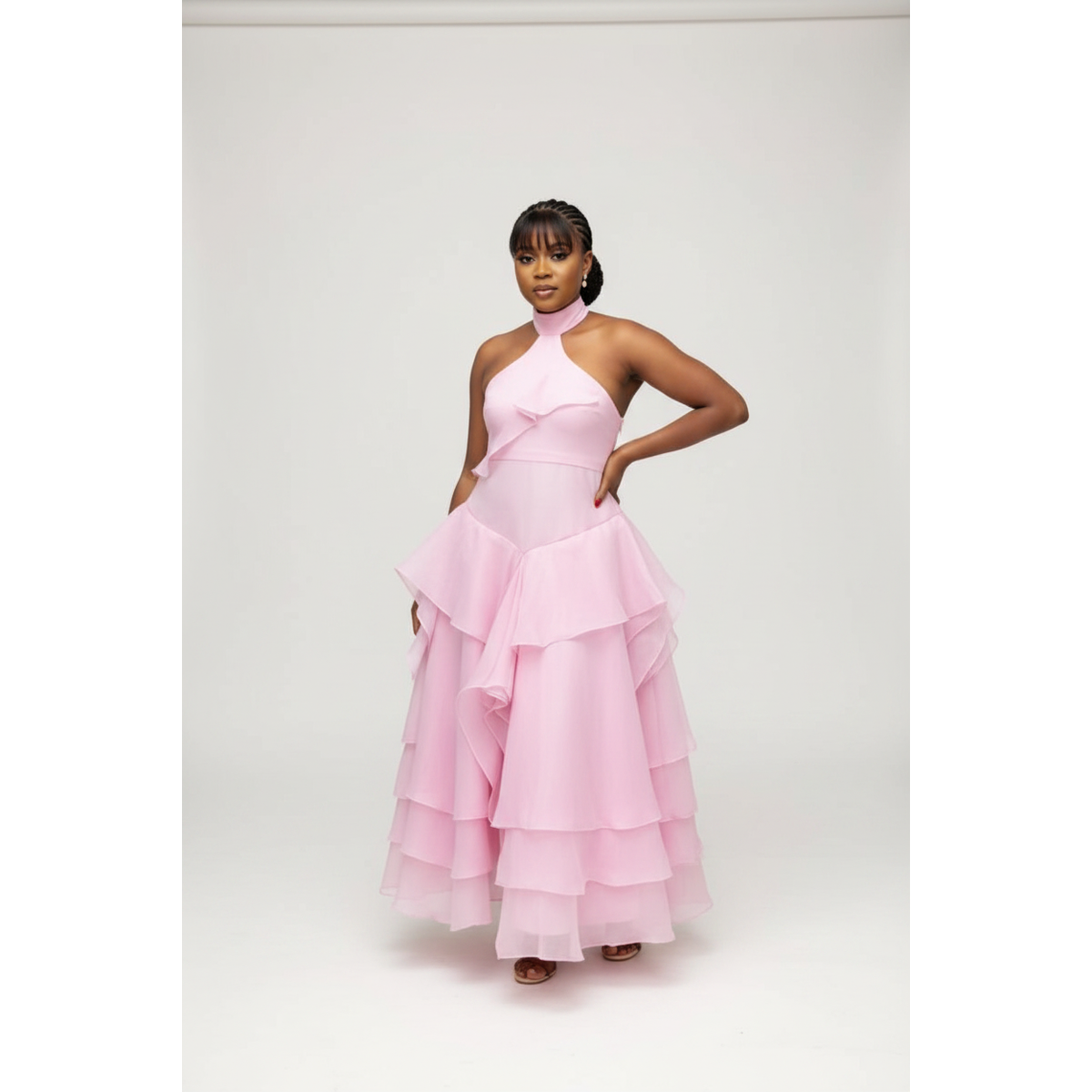 Tiered Ruffle Halter Neck Maxi Dress | YST – YELLOW SUB TRADING