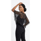Black Lace Tassel Floral Triangle Scarf Shawl