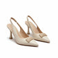 Distinct Structured Metal Buckle Slingback Stilettos Heels