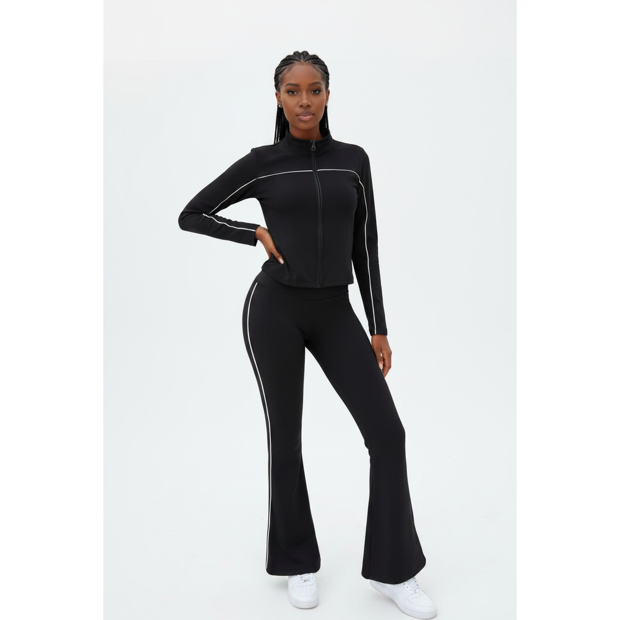 Women's Contrast Piping Active Tracksuit Set