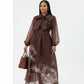 Classic Tie-Neck Chiffon Maxi Dress
