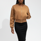 Casual Crop Ribbed Hem Jacket