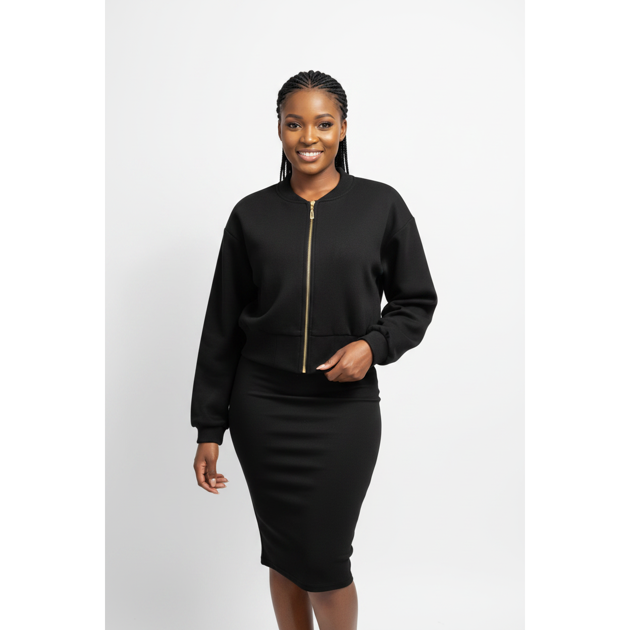 Casual Crop Ribbed Hem Jacket