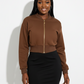 Casual Crop Ribbed Hem Jacket