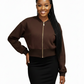 Casual Crop Ribbed Hem Jacket