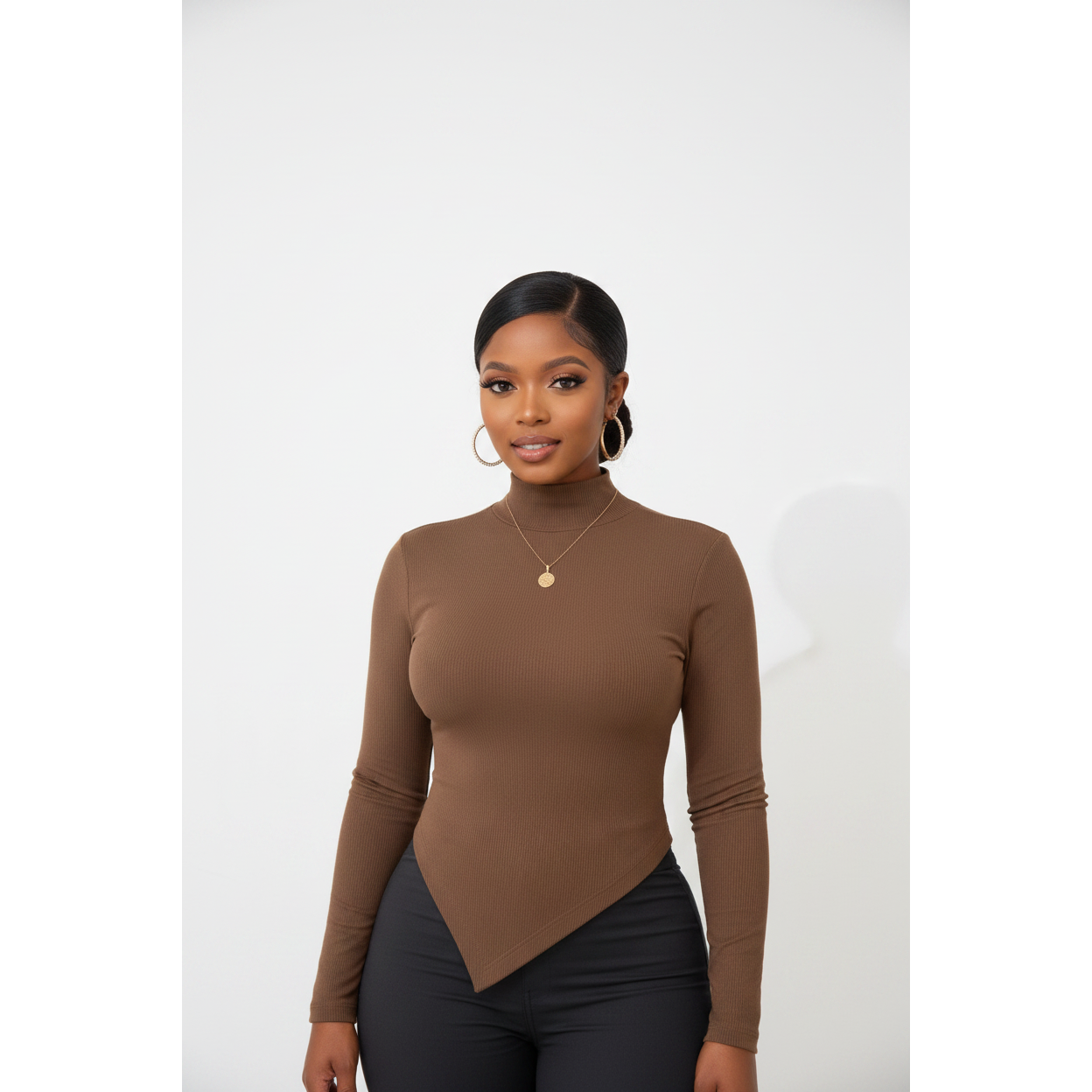 Elegant High Neck Long Sleeve Knit Top