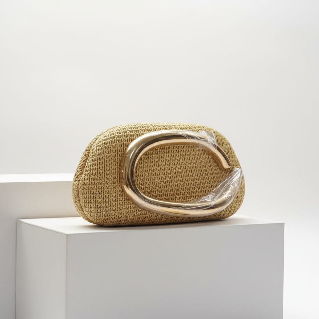 Woven Hard-Shell Clutch Bag