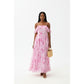 Plus Size Off-Shoulder Pink Floral Ruffled Maxi Dress