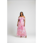 Plus Size Off-Shoulder Pink Floral Ruffled Maxi Dress