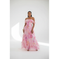 Plus Size Off-Shoulder Pink Floral Ruffled Maxi Dress