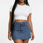 Ladies Pinstripe Embellished Denim Mini Skirt