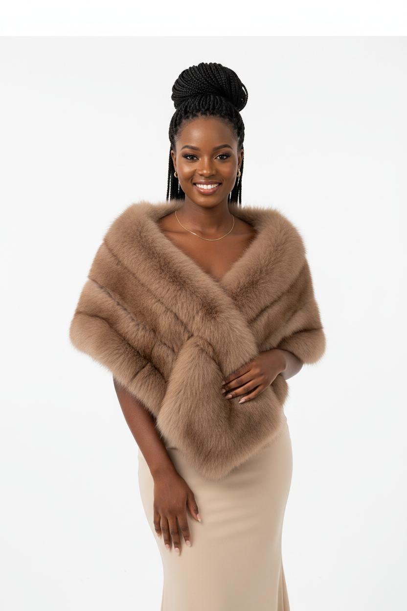 Classic Fluffy Fur Bridal Shawl