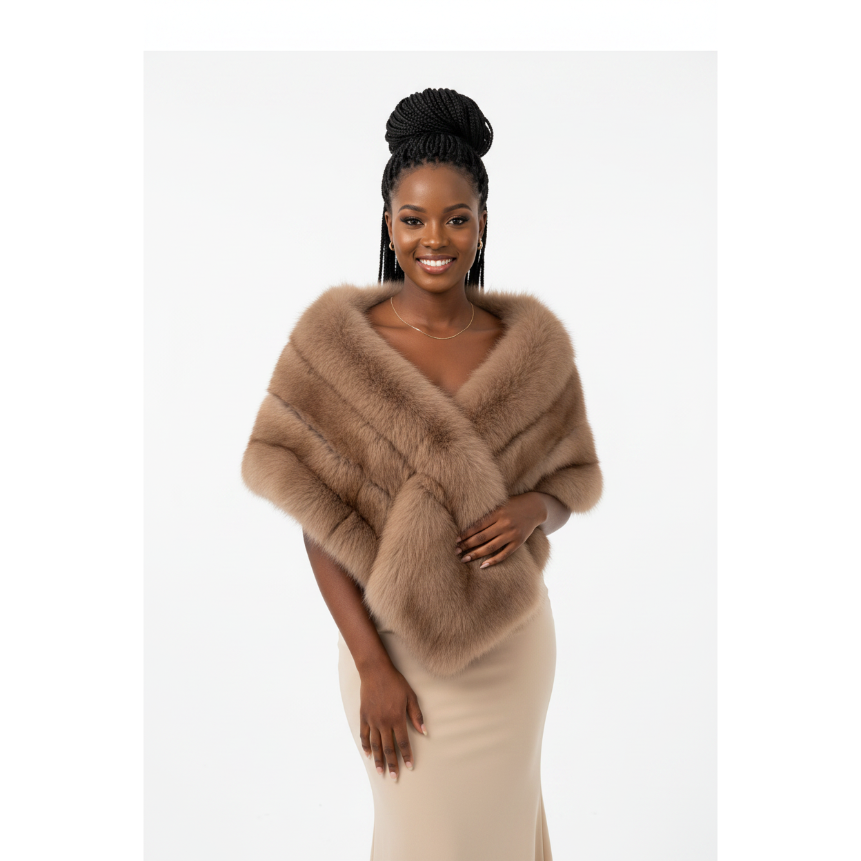 Classic Fluffy Fur Bridal Shawl