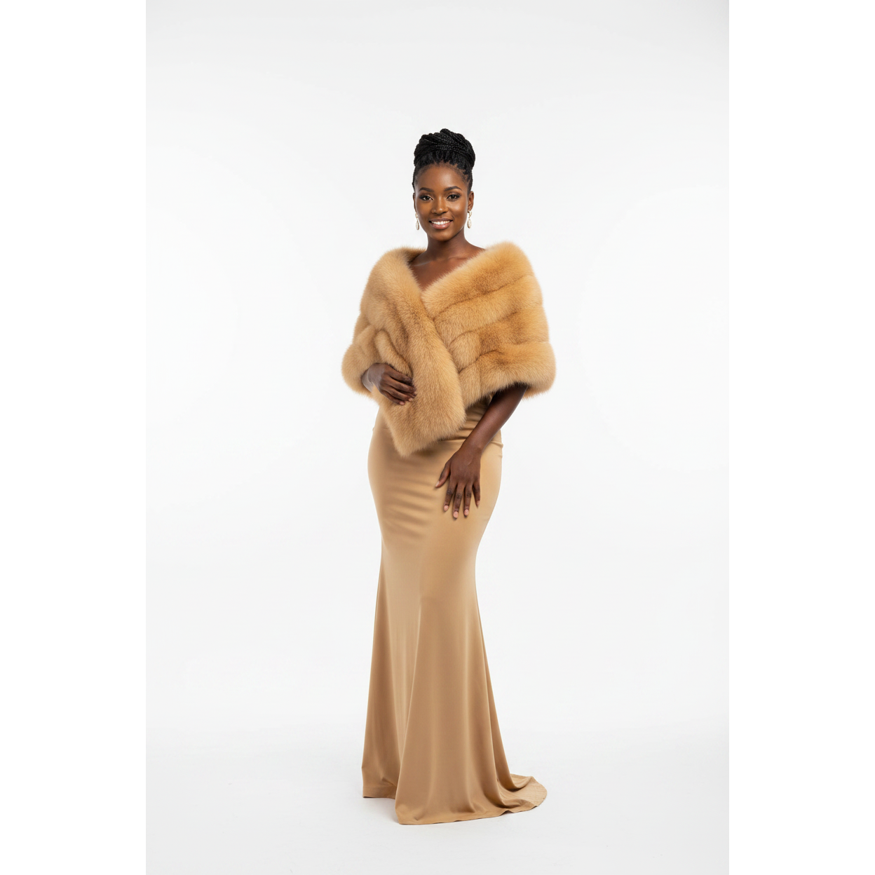 Classic Fluffy Fur Bridal Shawl