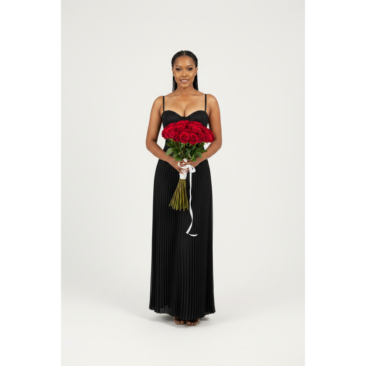 Lace Corset Pleated Maxi Dress