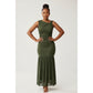 Elegant Round Neck Mesh Patchwork Sleeveless Dress