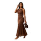 Elegant Round Neck Mesh Patchwork Sleeveless Dress