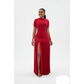 Trendy Short Sleeve Mock-Neck Front-Slit Maxi Dress