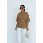 Draped Tunic Top Deco Gold Brooch Cinched Waisted Top