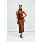 Satin Halter Scarf Midi Dress