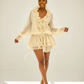 Tropical Balloon Sleeves Chiffon Top & Mini Short Set