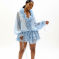 Tropical Balloon Sleeves Chiffon Top & Mini Short Set