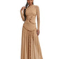 Modest Long Sleeve Draped Ruffle Maxi Dress