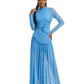 Modest Long Sleeve Draped Ruffle Maxi Dress