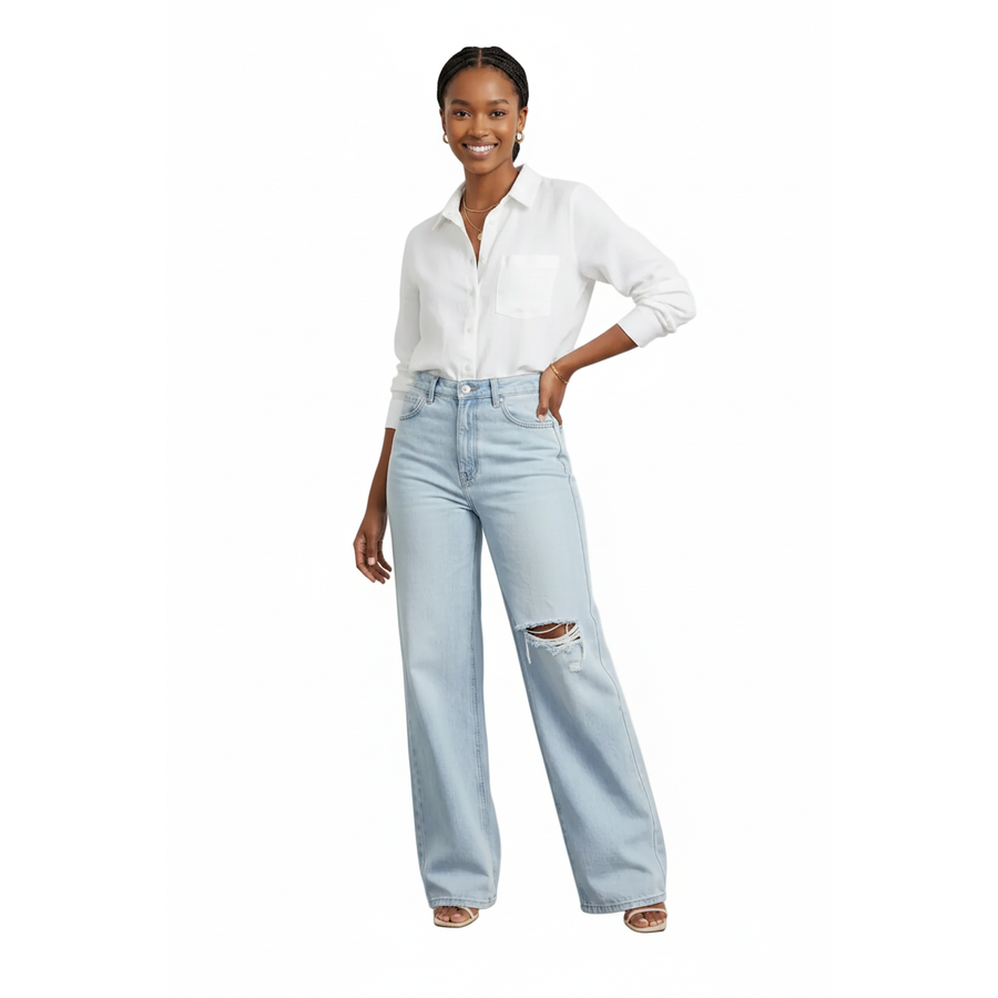 Denim Wide Leg Bottom Jeans