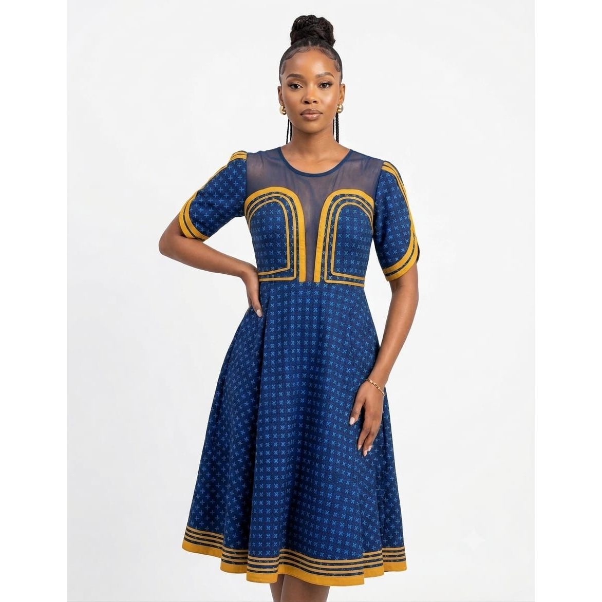 blue gold dress Helena Angel Sleeve Lurex size long blue formal dresses for prom and long blue evening gowns with gold sequins. The Science of Why No
