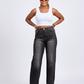 High-Waisted Wide-Leg Rhinestone Jeans