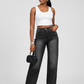 High-Waisted Wide-Leg Rhinestone Jeans