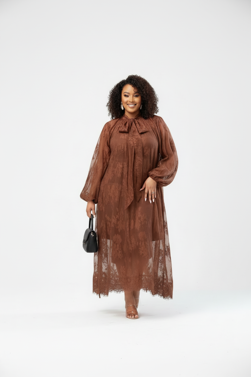 Floral Lantern Sleeve Maxi Dress