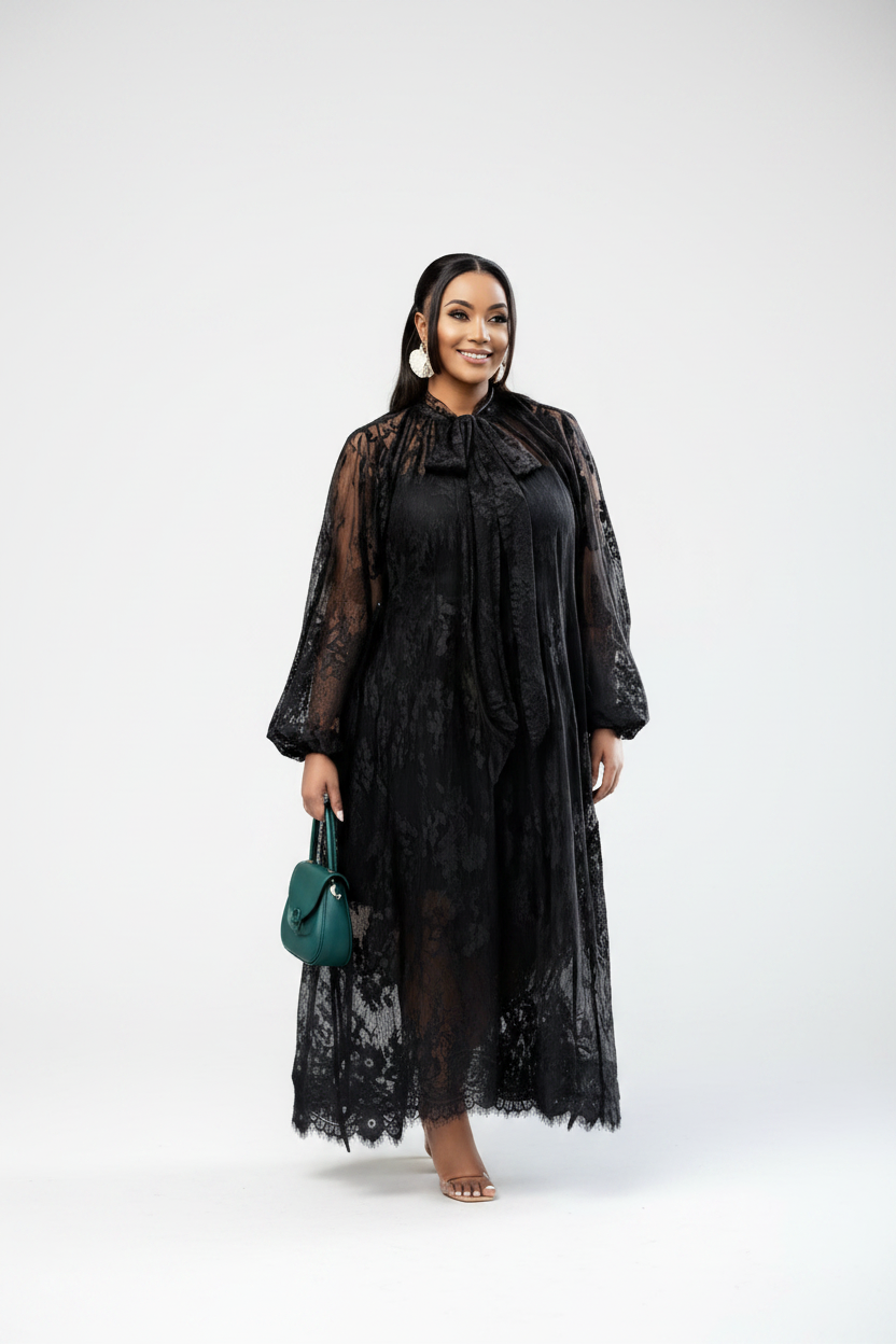 Floral Lantern Sleeve Maxi Dress