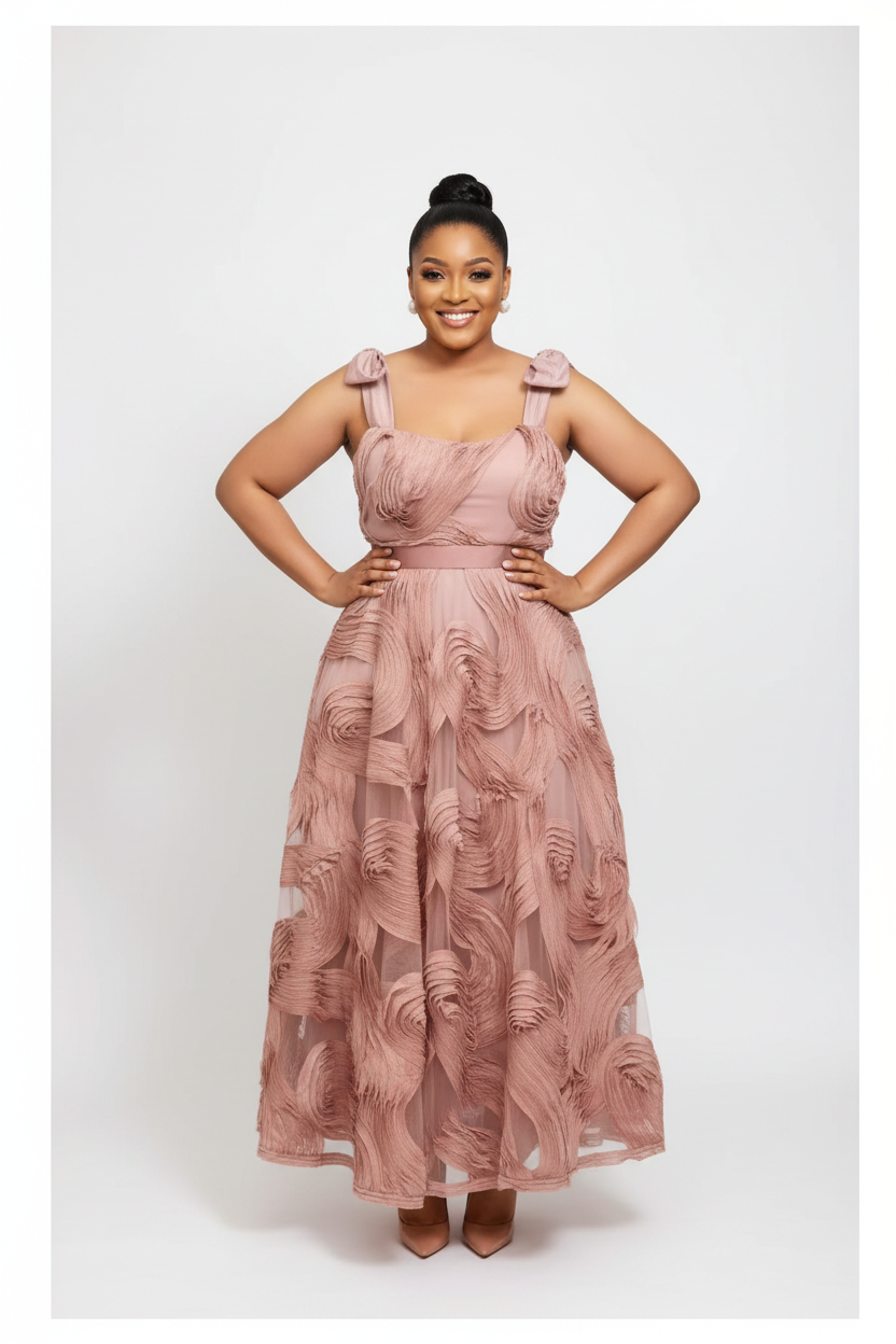 Plus Size Textured Woven Midaxi Length Dress