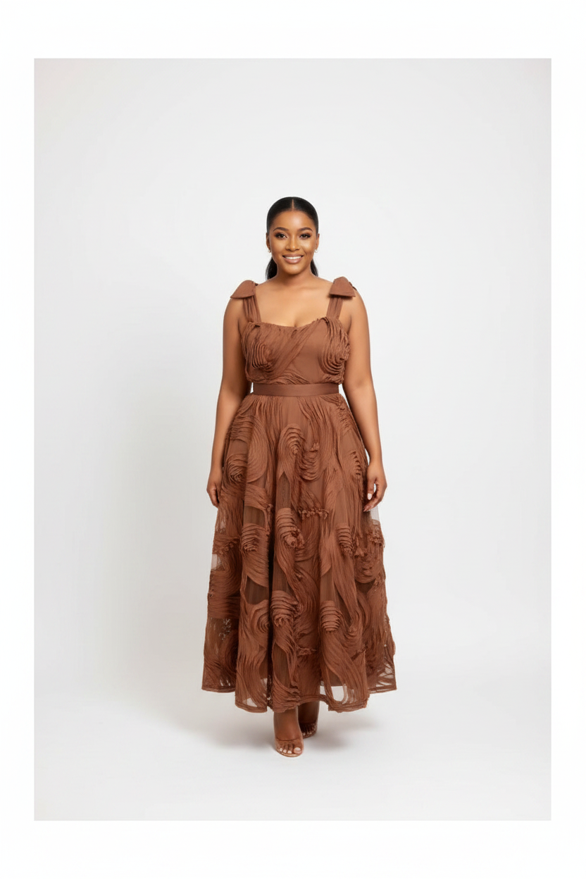 Plus Size Textured Woven Midaxi Length Dress