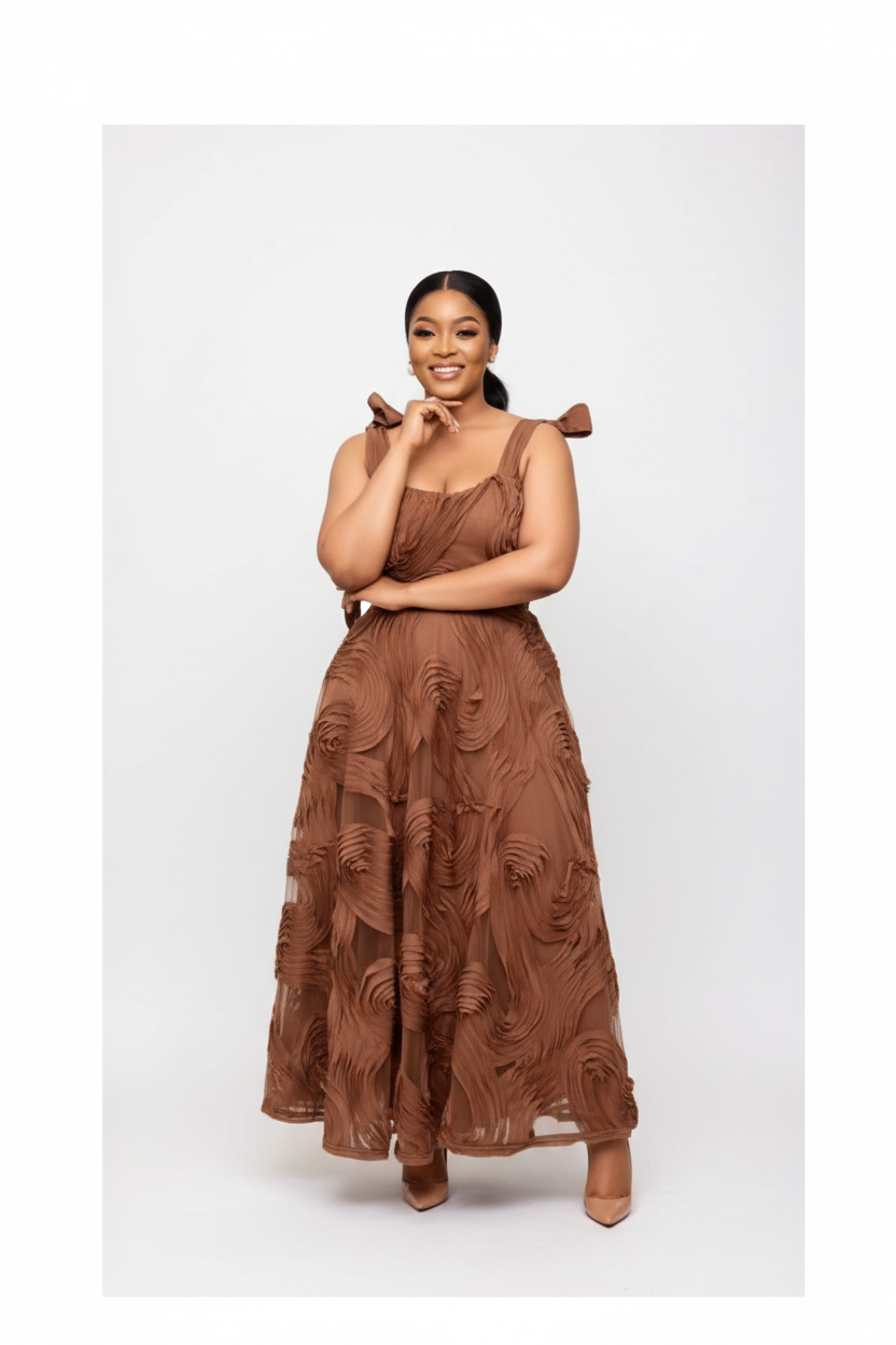 Plus Size Textured Woven Midaxi Length Dress