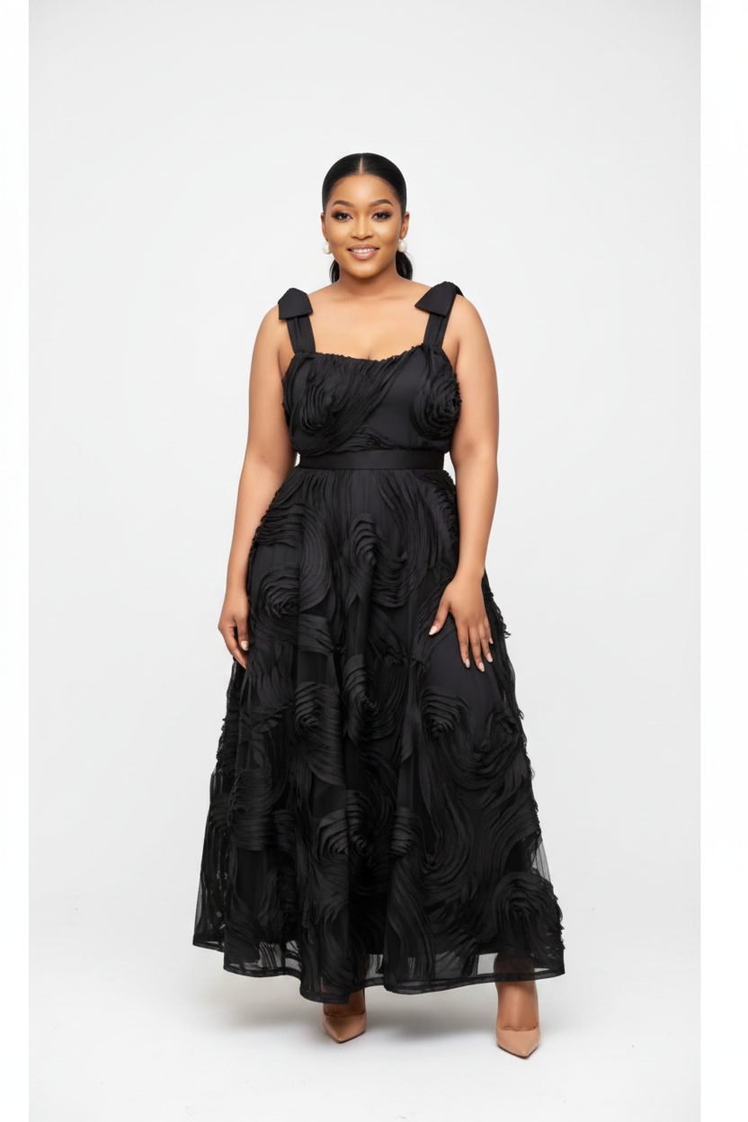 Plus Size Textured Woven Midaxi Length Dress