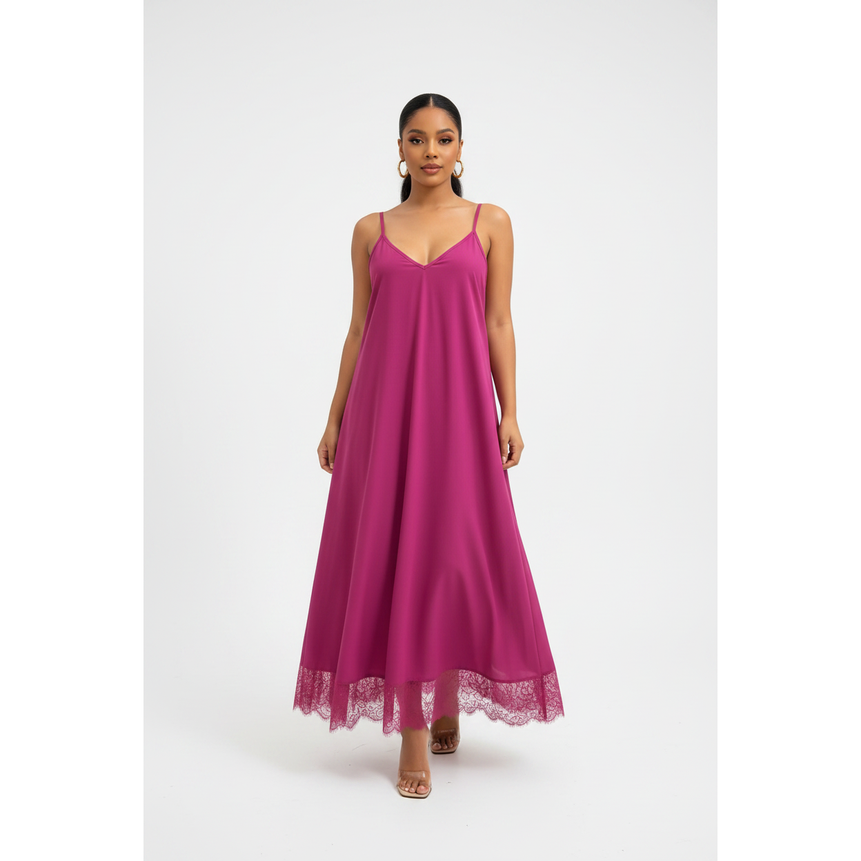 Flowy V-Neck Spaghetti Strap Maxi Dress