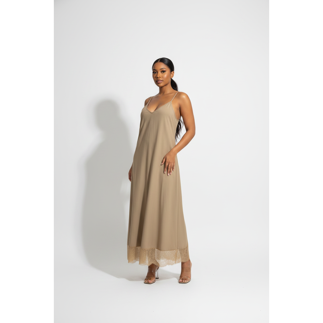 Flowy V-Neck Spaghetti Strap Maxi Dress