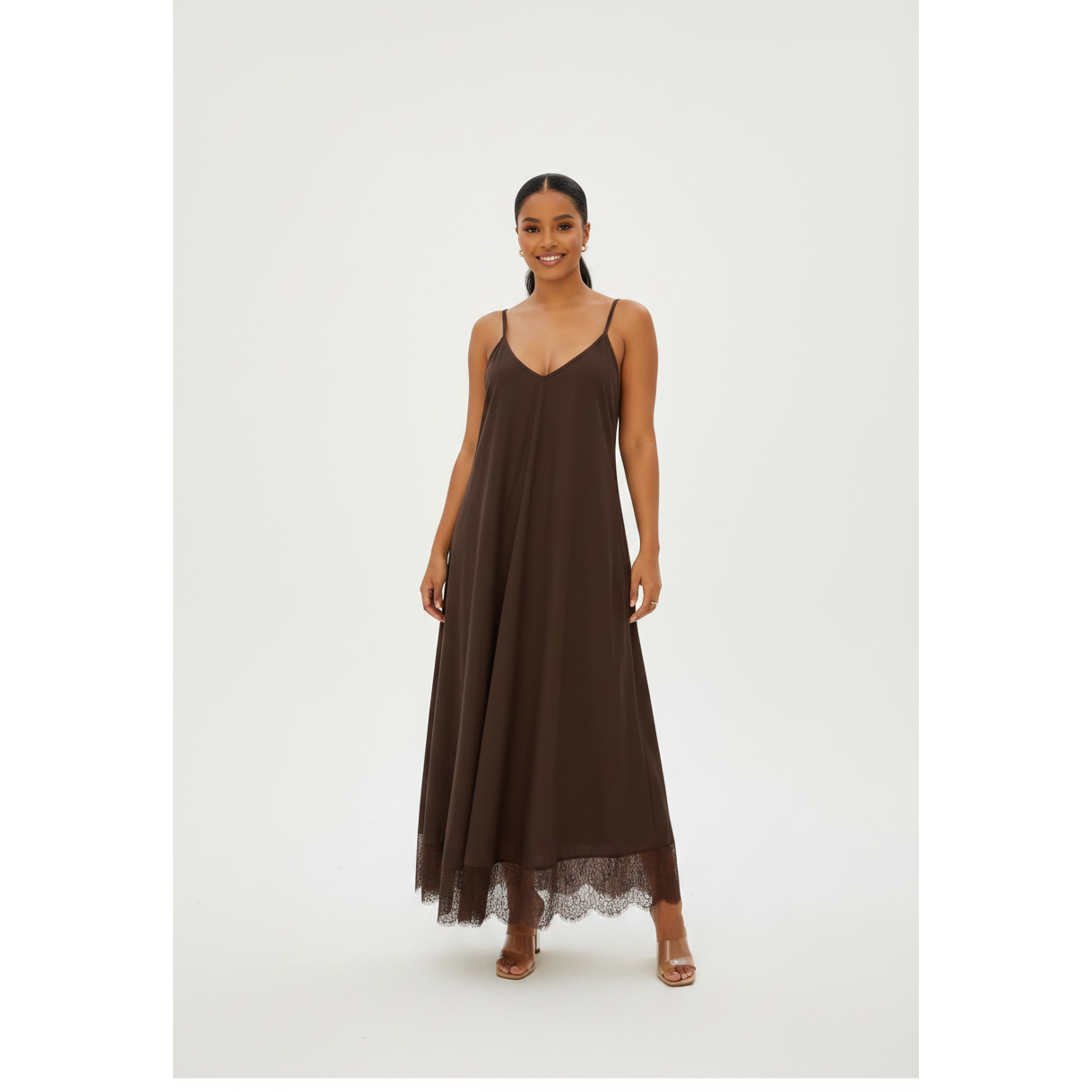 Flowy V-Neck Spaghetti Strap Maxi Dress