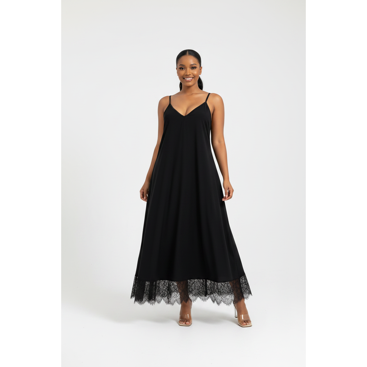 Flowy V-Neck Spaghetti Strap Maxi Dress