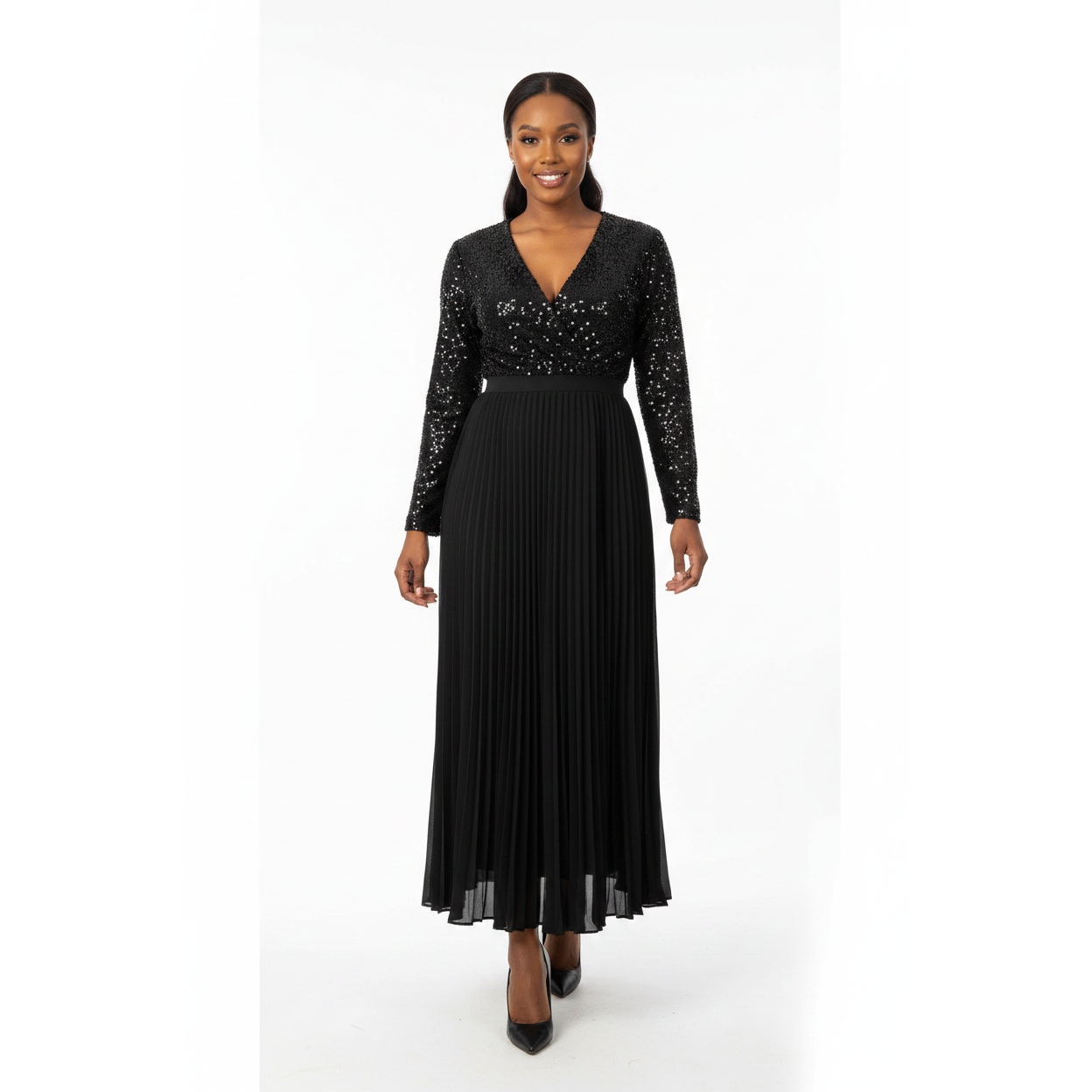 Classic Cooperate Long Pleated Maxi Skirt