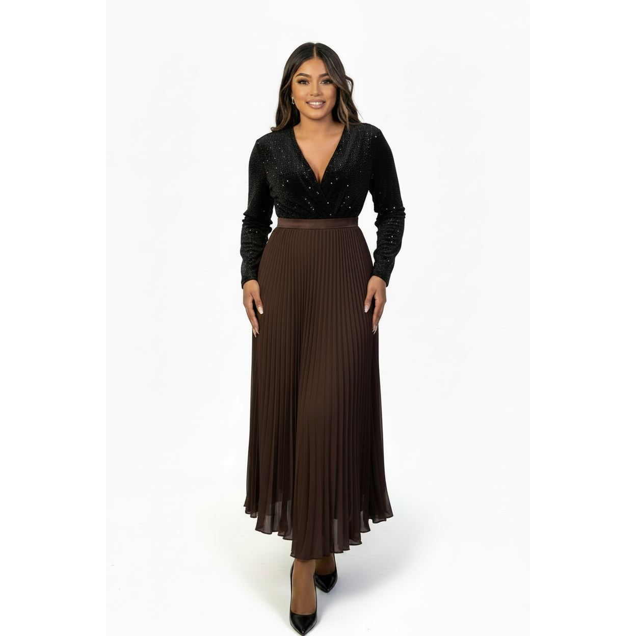 Classic Cooperate Long Pleated Maxi Skirt