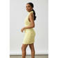 Floral Rosettes Form-Fitting Halter Mini Dress