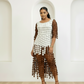 Ladies Vibrant Tier-Cut Disc Pattern Maxi Dress